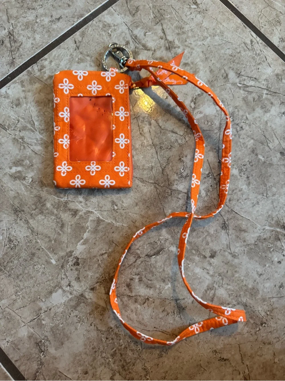Vera Bradley Orange Floral Lanyard ID Badge Holder- The University of Tennessee